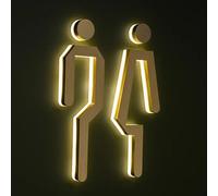 GPDNBIEU, Señales de orientación for baño acero inoxidable, soporte for colgar en la pared, for negocios, Bar, centro comercial, puerta o, 2 uds(Gold)