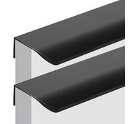 GPDNBIEU, Tiradores ocultos for armario de cocina, tiradores con borde dedo, for cajones, pomos for puerta muebles, color negro, 2 piezas(Hole distance 256mm)