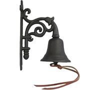 GPECTIFO Campana de Cena de Hierro Fundido Vintage, Puerta de Entrada, Campana montada en la Pared con cinturón de Cuero, aldaba de Anillo de Puerta Exterior única