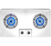 GPECTIFO Placa de Gas Placa de Gas incorporada de 71 cm Placa de Acero Inoxidable de 2 quemadores, Placa de Gas de Combustible Dual LPG/NG con protección contra fallas de Llama(NG)