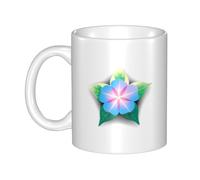 Gpkgsigt Taza de cerámica con diseño de Little Star on Morning Glory para capuchino, latte, cereales, yogur, leche, bebidas calientes o frías, horno de microondas