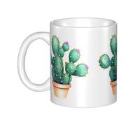Gpkgsigt Taza de cerámica con estampado de cactus brillante entre espinas para capuchino, latte, cereales, yogur, leche, bebidas calientes o frías, horno de microondas