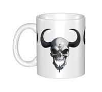 Gpkgsigt Taza de cerámica con estampado de calavera de cuerno de oveja para capuchino, latte, cereales, yogur, leche, bebidas calientes o frías, horno de microondas