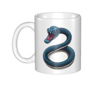 Gpkgsigt Taza de cerámica con estampado de serpiente circular, para capuchino, latte, cereales, yogur, leche, bebidas calientes o frías, horno de microondas