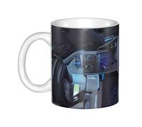 Gpkgsigt Taza de cerámica con impresión Cabin of the Future para capuchino, latte, cereales, yogur, leche, bebidas calientes o frías, horno de microondas