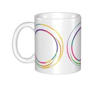 Gpkgsigt Taza de cerámica con impresión circular colorida para capuchino, latte, cereales, yogur, leche, bebidas calientes o frías, horno de microondas