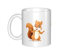 Gpkgsigt Taza de cerámica con impresión de ardilla cantante para capuchino, latte, cereales, yogur, leche, bebidas calientes o frías, horno de microondas