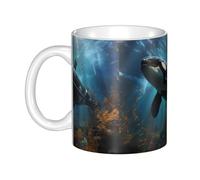 Gpkgsigt Taza de cerámica con impresión de ballenas asesinas para capuchino, latte, cereales, yogur, leche, bebidas calientes o frías, horno de microondas