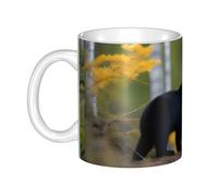 Gpkgsigt Taza de cerámica con impresión de osos negros para capuchino, latte, cereales, yogur, leche, bebidas calientes o frías, horno de microondas