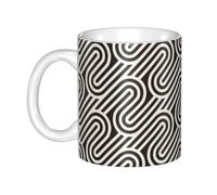Gpkgsigt Taza de cerámica con impresión de textura curvada negra para capuchino, latte, cereales, yogur, leche, bebidas calientes o frías, horno de microondas