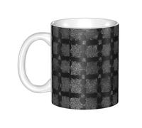 Gpkgsigt Taza de cerámica negra con estampado de pata de gallo para capuchino, latte, cereales, yogur, leche, bebidas calientes o frías, horno de microondas
