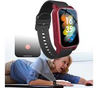 GplHAIN Smart Watch with Fall Detection, Elderly Smart Bracelet with Sos Call Function, Fall Alert Devices for Elderly, Anti-Lost Positioning Bracelet for Dementia Alzheimer Autism Red