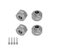 GPM Adaptadores de rueda hexagonal de 12 mm + 3 mm, bujes ensanchados de aluminio 6061-T6 para Jeep Capra Axial SCX10 III 1/10 RC Crawler SCX10 III, 4 piezas (gris)
