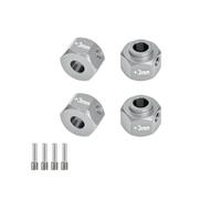 GPM - Adaptadores de rueda hexagonal de 12 mm + 3 mm, bujes ensanchados de aluminio 6061-T6 para Jeep Capra Axial SCX10 III 1/10 RC Crawler, 4 piezas (plateado)