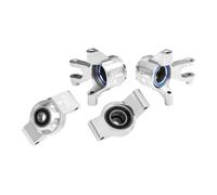 GPM Aluminium 7075 Alloy Front Steering Blocks & Rear Hub Stub Axle Carriers with Oversize Bearing For Traxxas 1/16 Mini Maxx 4WD RTR Brushless Monster Truck 107154-1 Upgrades - Silver