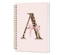 GPMZTJQF Pink Bow Cute Initial A Cheetah Spiral Notebook Journal for Girls | Y2k - Cuaderno de espiral, con estampado de leopardo, personalizable, para mujeres, adolescentes, niñas, monograma, tapa dura