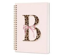 GPMZTJQF Pink Bow Cute Initial B Cheetah Spiral Notebook Journal for Girls | Y2k - Cuaderno de espiral, con estampado de leopardo, personalizable, para mujeres, adolescentes, niñas, monograma, tapa dura