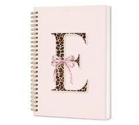 GPMZTJQF Pink Bow Cute Initial E Cheetah Spiral Notebook Journal for Girls | Y2k - Cuaderno de espiral, con estampado de leopardo, personalizable, para mujeres, adolescentes, niñas, monograma, tapa dura