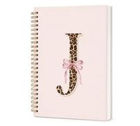 GPMZTJQF Pink Bow Cute Initial J Cheetah Spiral Notebook Journal for Girls | Y2k - Cuaderno de espiral, con estampado de leopardo, personalizable, para mujeres, adolescentes, niñas, monograma, tapa dura