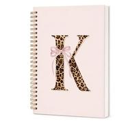 GPMZTJQF Pink Bow Cute Initial K Cheetah Spiral Notebook Journal for Girls | Y2k - Cuaderno de espiral, con estampado de leopardo, personalizable, para mujeres, adolescentes, niñas, monograma, tapa dura
