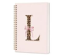 GPMZTJQF Pink Bow Cute Initial L Cheetah Spiral Notebook Journal for Girls | Y2k - Cuaderno de espiral de tapa dura con estampado de leopardo, regalos personalizados para mujeres, adolescentes y niñas