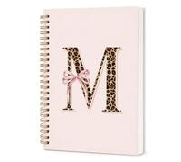 GPMZTJQF Pink Bow Cute Initial M Cheetah Spiral Notebook Journal for Girls | Y2k - Cuaderno de espiral, con estampado de leopardo, personalizable, para mujeres, adolescentes, niñas, monograma, tapa dura