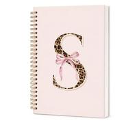 GPMZTJQF Pink Bow Cute Initial S Cheetah Spiral Notebook Journal for Girls | Y2k - Cuaderno de espiral, con estampado de leopardo, personalizable, para mujeres, adolescentes, niñas, monograma, tapa dura