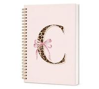 GPMZTJQF Y2k Pink Bow Initial C Cheetah Spiral Notebook Journal for Girls | Cuaderno de espiral con estampado de leopardo para mujeres, adolescentes y niñas, con monograma, tapa dura, 14 x 21,1 cm