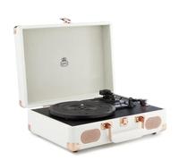 GPO Soho Reproductor de vinilos Retro con diseño de maletín, 3 velocidades, tocadiscos de vinilo - Blanco