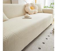 GPRL Funda De Sofá De Alta Elasticidad con 1 Funda De Cojín Duradera Y Resistente Resistente A Los Arañazos De Gato No Se Arruga Ni Deja Pelusa,Lavable A Máquina,Color Blanco Crema(145-185cm)