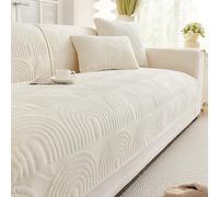 GPRL Funda para Sofá Esquinero Protector De Sofá En Forma De L Funda Universal Antideslizante Apta para Perros Y Gatos Lavable Manta para Sofá para La Sala De Estar,Blanco(90 * 280cm)