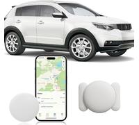 GPS Coche localizador, GPS Tracker rastreador magnético Oculto para Coches Sin cuota mensual, Seguimiento en Tiempo Real para niños, Mascotas, Compatible con A-pple Find My no SIM (1 Blanca)