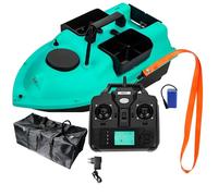 GPS RC - Cebo de pesca para barco, mando a distancia, motor doble, tres tolvas, con GPS y mando a distancia LCD (azul)