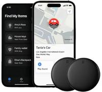GPS Tracker, Accurate GPS Locator Without Subscription, Mini Smart PS Tracker for Keys, Vehicles, Compatible with Apple's Find My App(Android-Paquet de 2)
