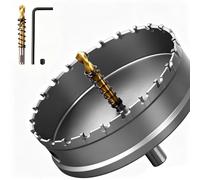 GPtzlei Juego de Corona de Agujero de Carburo de Tungsteno TCT - 160mm para Acero Inoxidable, Hierro y Metal - Diseño de 3 Cortadores - Incluye Broca Guía, Llave Hexagonal y Maletín de Almacenamiento