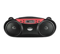 GPX BC232R - Boombox portátil de Carga Superior con Radio Am/FM y Entrada de línea de 3,5 mm para Dispositivo MP3, Color Rojo y Negro