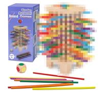 GQBVPN Juego de Tablero Montessori, Juegos de Dados Niños con 42 Palos Mader, Juego de Habilidades Motoras Finas Juegos de Tablero Familiares, Juguetes Educativos Matematicas para Niños 3 4 5 6 Años