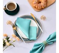 GQGQA 10 Uds. Servilletas de Tela de satén Azul Turquesa de 12x12 Pulgadas, servilleta de cóctel de satén, servilletas de Mesa de Seda, servilleta de Mesa Reutilizable para Fiesta de Boda