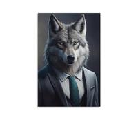 GQmoney Arte de la pared Traje de lobo Imágenes de animales Pintura sobre lienzo Arte de la pared Impresiones modernas en lienzo listas para colgar 20x30 cm