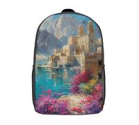 GQmoney Mochila con diseño de antiguo monasterio junto al lago para niños, mochila escolar con estampado 3D de dibujos animados, mochila para portátil de 17 pulgadas para niños y niñas.