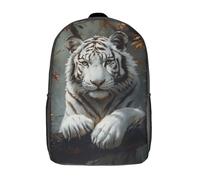 GQmoney Mochila de tigre blanco en otoño, bolsa de peluche con dibujos animados, mochila 3D para niños pequeños, mochila escolar, idea de regalo de cumpleaños para niños y niñas de 17 pulgadas