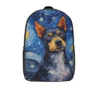 GQmoney Mochila infantil con diseño de perro Blue Heeler de Van Gogh para niños y niñas, mochila de viaje, mochila escolar para adolescentes de 17 pulgadas