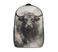 GQmoney Mochila para niños con estampado 3D de 17 pulgadas, mochila escolar ligera de viaje con toro negro, mochila de moda para niños y estudiantes de escuela