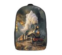 GQmoney Mochilas para niños con diseño de tren de vapor, mochilas escolares personalizadas en 3D para niños y niñas, mochilas escolares grandes, mochila informal de 17 pulgadas