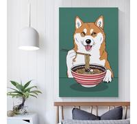 GQmoney Ramen Shiba Inu - Obra de arte de perro para paredes del hogar para decoración moderna, cuadros de pared de 20 x 30 cm