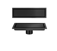 GQQG Desagüe de Ducha Lineal Canaleta de Acero Inoxidable, Drenaje Rectangular con Cubierta Extraíble y Canal Lineal de Drenaje Rápido para Cocina,Baño,Ducha,Garaje y Sótano(Size:10x30cm,Color:Negro)