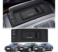 GQQSXZNTD Cargador Inalámbrico Vehículos para Audi A6/A7/S6/S7/RS6/RS7 (2012-2018) Accesorios para Encendedores, 15W Inalámbrico y 27W Tipo-C/USB Bandeja Carga Rápida para i-Phone Sam-Sung