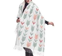 GQWJKSZ Arrow Green Peach2 Retro Arrow Grey Teal suave manta bufanda larga y cálida chal envuelve cachemira flecos bufandas para mujer