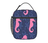 GQWJKSZ Bolsa de almuerzo con diseño de estrella de mar y silueta de caballito de mar, duradera y aislada, bolsa de mano reutilizable para adultos