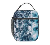 GQWJKSZ Bolsa de almuerzo de agua de espuma de mar de olas, lonchera aislada duradera, bolsa de mano reutilizable para adultos, bolsa más fresca reutilizable